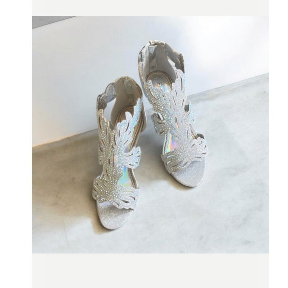 Bella  Hanna Heel Sparkling Rhinestone Dress-Shoes lime03 Size 7